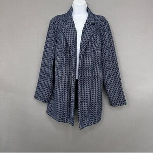 J.Jill Wearever Blue Geometric Print Open Long Sleeve Jacket
